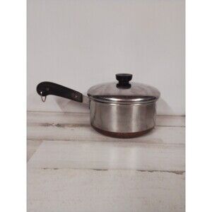 Revere Ware Medium  Copper Bottom Saucepan‎ With Lid  Damage To Handle